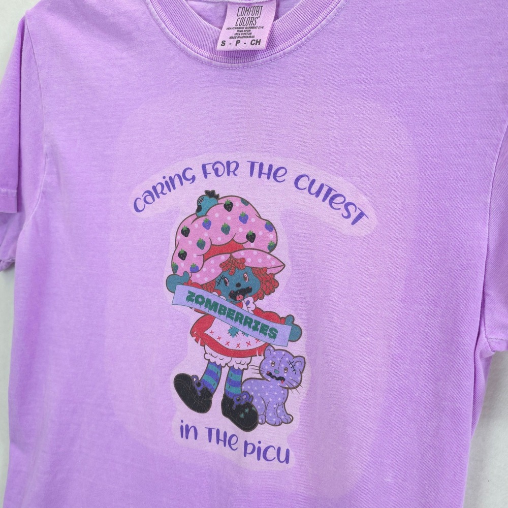 Comfort Colors T-Shirt Zomberries Graphic Purple Women S PICU Nurse Halloween